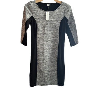 NWT 3/4 Sleeve Color Block Dress - Black & Charcoal Heather Size XSp